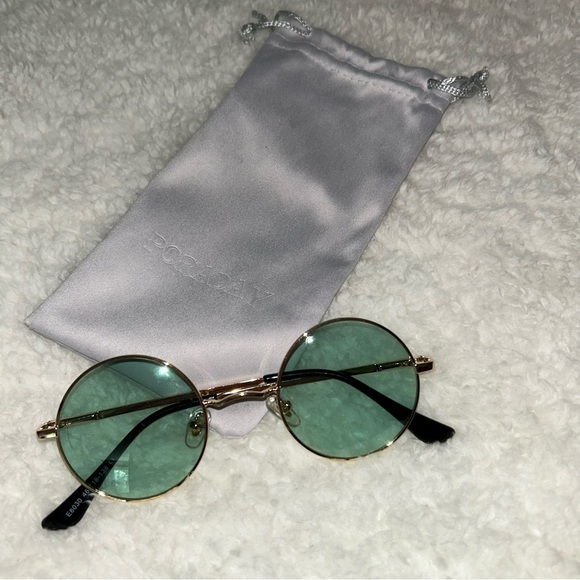 Women’s Round Sunglasses Green & Gold - Picture 3 of 3